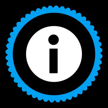 Bilgi düz mavi ve beyaz renkler damga simgesi yuvarlak