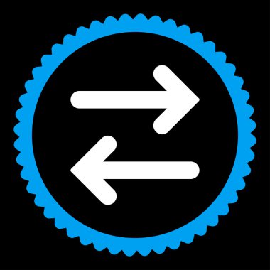 Flip yatay düz mavi ve beyaz renkler damga simgesi yuvarlak