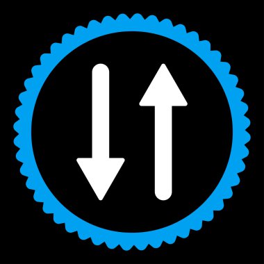 Oklar Exchange dikey düz mavi ve beyaz renkler damga simgesi yuvarlak