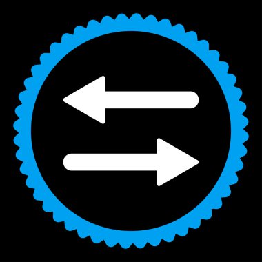 Oklar Exchange düz mavi ve beyaz renkler damga simgesi yuvarlak