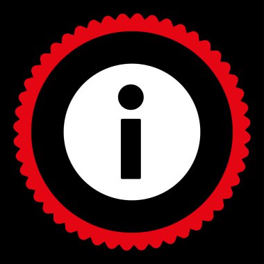 Bilgi düz kırmızı ve beyaz renkler damga simgesi yuvarlak