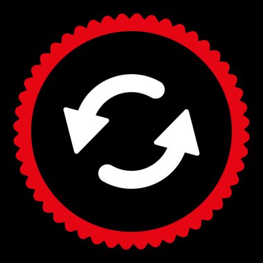 Saatin tersi yönde düz kırmızı ve beyaz renkler damga simgesi yuvarlak Yenile