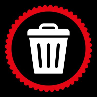 Çöp Can düz kırmızı ve beyaz renkler damga simgesi yuvarlak