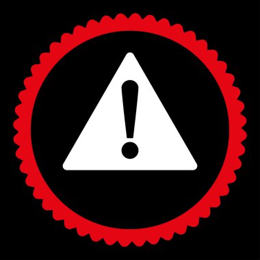 Uyarı düz kırmızı ve beyaz renkler damga simgesi yuvarlak