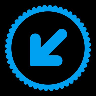 Arrow Down Left flat blue color round stamp icon