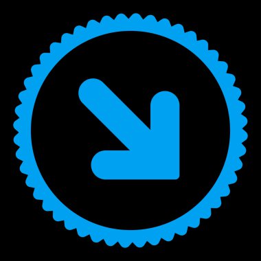 Arrow Down Right flat blue color round stamp icon