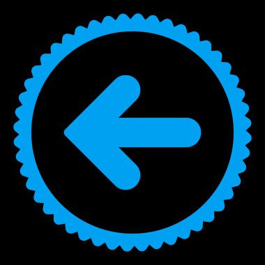 Arrow Left flat blue color round stamp icon
