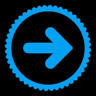 Arrow Right flat blue color round stamp icon