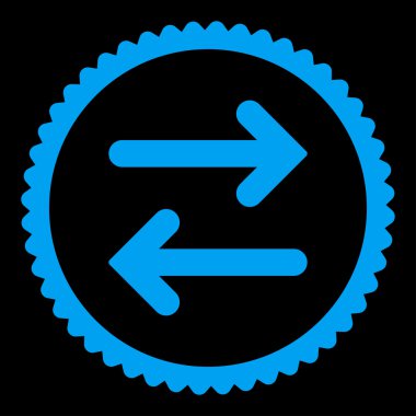 Flip Horizontal flat blue color round stamp icon