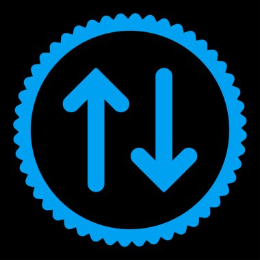 Flip flat blue color round stamp icon