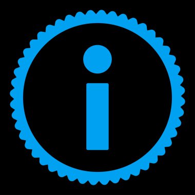 Info flat blue color round stamp icon
