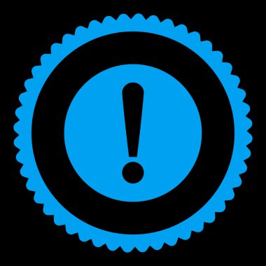 Sorun düz mavi renk yuvarlak damga simgesi