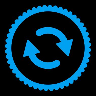 Yenileme düz mavi renk yuvarlak damga simgesi