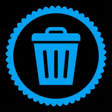 Çöp Can düz yuvarlak damga simgesi mavi renk