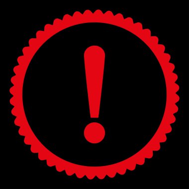 Ünlem işareti damgası simgesi yuvarlak kırmızı renk düz