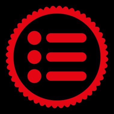 Öğeleri düz kırmızı renk yuvarlak damga simgesi