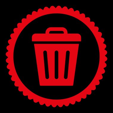 Çöp Can düz yuvarlak damga simgesi kırmızı renk