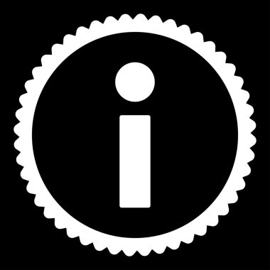 Bilgi düz beyaz renk yuvarlak damga simgesi