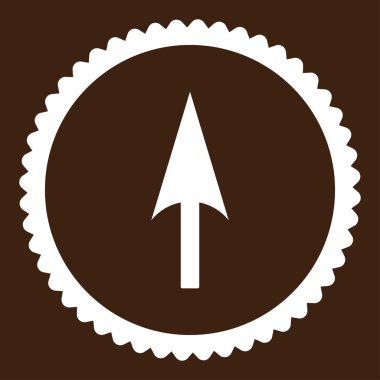 Ok eksen Y düz beyaz renk yuvarlak damga simgesi