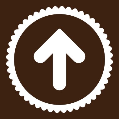 Ok yukarı düz beyaz renk yuvarlak damga simgesi