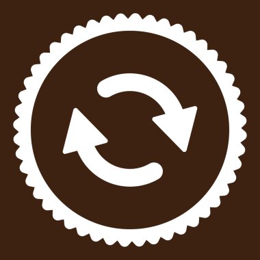 Yenileme düz beyaz renk yuvarlak damga simgesi