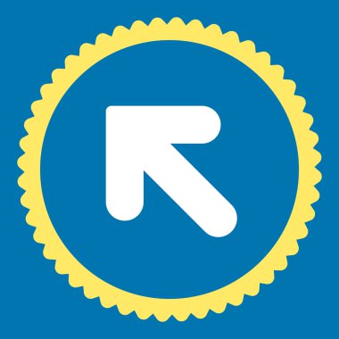 Ok yukarı sol düz sarı ve beyaz renkler damga simgesi yuvarlak