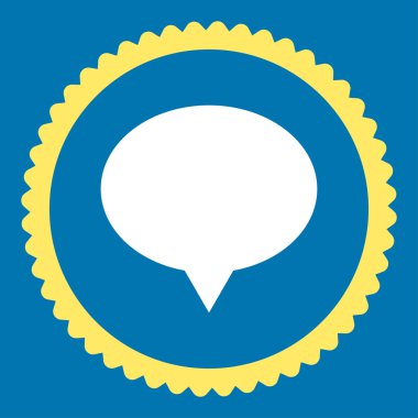 Afiş düz sarı ve beyaz renkler damga simgesi yuvarlak