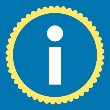 Info düz sarı ve beyaz renkler damga simgesi yuvarlak