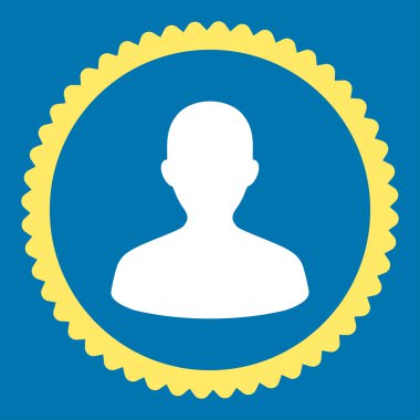 Kullanıcı düz sarı ve beyaz renkler damga simgesi yuvarlak