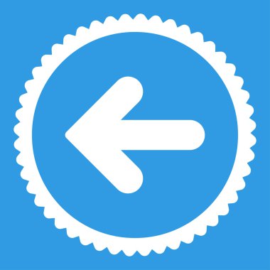 Ok sol düz beyaz renk yuvarlak damga simgesi