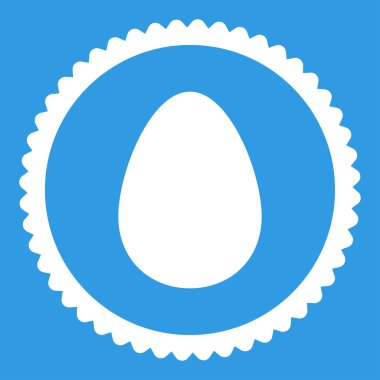 Yumurta düz beyaz renk yuvarlak damga simgesi