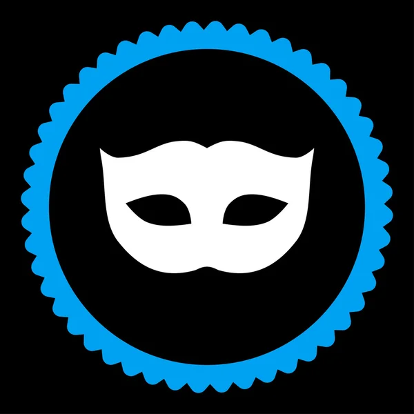 개인 정보 보호 마스크 평면 파란색과 흰색 색상 라운드 스탬프 아이콘 — 스톡 벡터