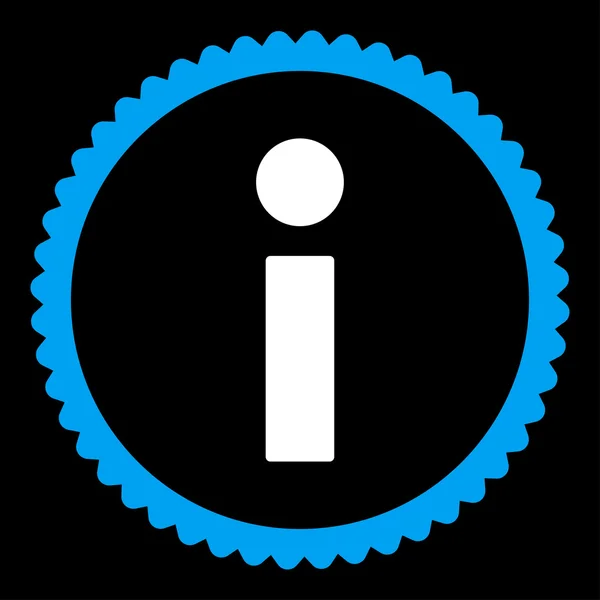 Info couleur plate bleue et blanche icône de timbre rond — Image vectorielle