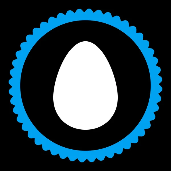 Yuvarlak damga simgesi yumurta düz mavi ve beyaz renkler — Stok Vektör