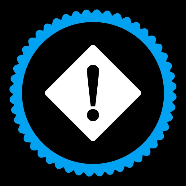 Error plano azul y blanco colores ronda sello icono — Vector de stock