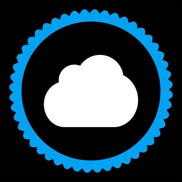 Nuvem plana azul e branco cores redondas ícone selo — Vetor de Stock