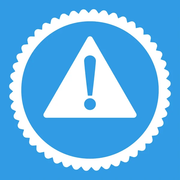 Warning flat white color round stamp icon — Stock Vector