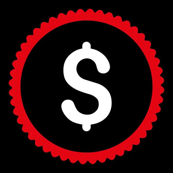 Dolaru ploché červené a bílé barvy kulaté razítko ikonu — Stockový vektor