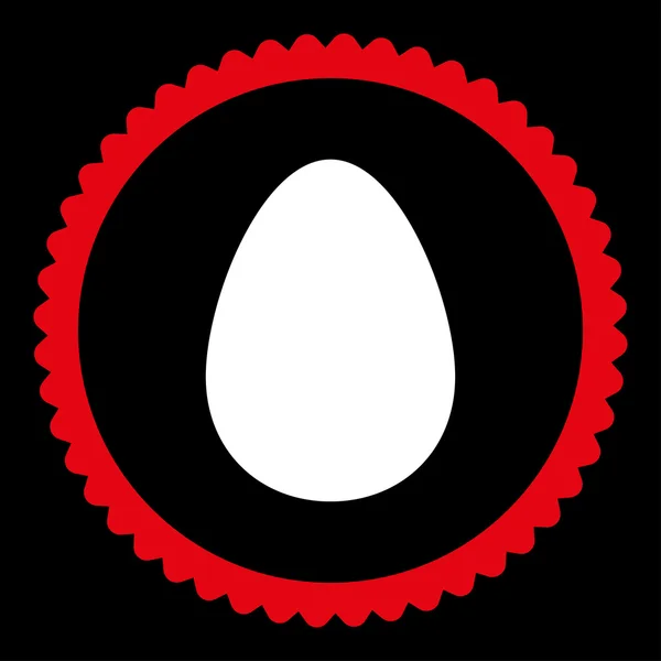Яйце плоского червоного і білого кольорів круглої марки значок — стоковий вектор
