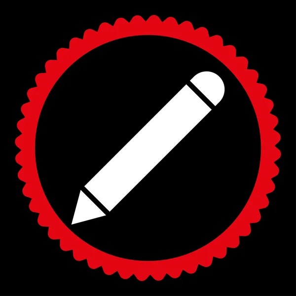铅笔扁平的红色和白色圆形邮票图标 — 图库矢量图片
