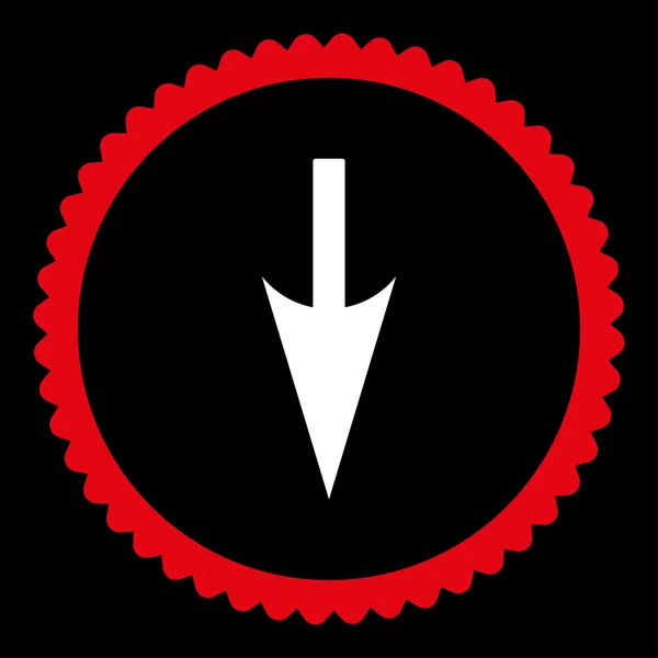 Scherpe pijl plat rode en witte kleuren ronde stempel pictogram — Stockvector