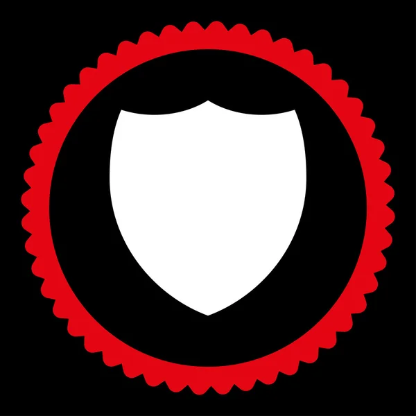 Escudo plana vermelho e branco cores redondas ícone carimbo — Vetor de Stock
