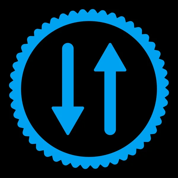 Arrows Exchange Vertical flat blue color round stamp icon — Stok Vektör