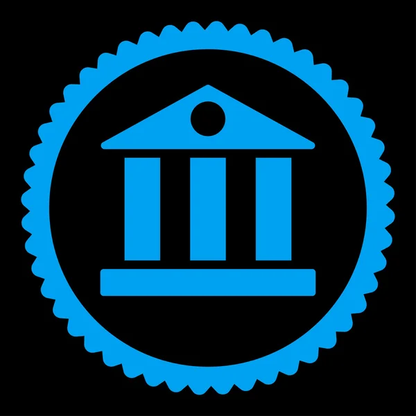 Icône de timbre rond de couleur bleue plate bancaire — Image vectorielle