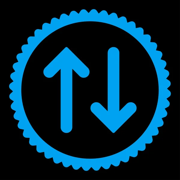 Flip flache blaue Farbe runde Briefmarke Symbol — Stockvektor