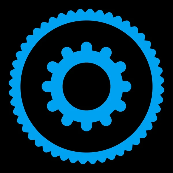 Gear flat blue color round stamp icon — Stok Vektör