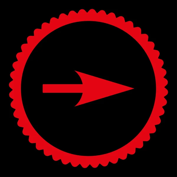 Flecha Axis X plana de color rojo icono de sello redondo — Vector de stock