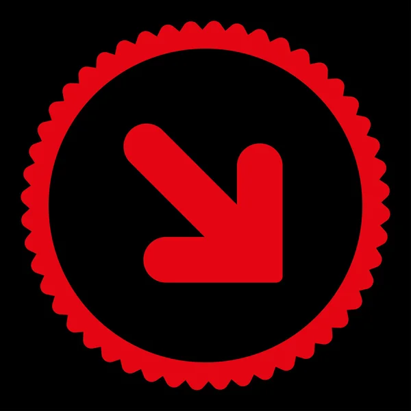 フラットな赤の右下矢印色ラウンド スタンプ アイコン — ストックベクタ