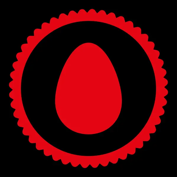 Oeuf plat couleur rouge rond timbre icône — Image vectorielle