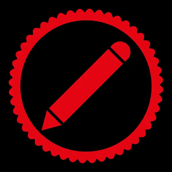 Matita piatta colore rosso rotondo timbro icona — Vettoriale Stock